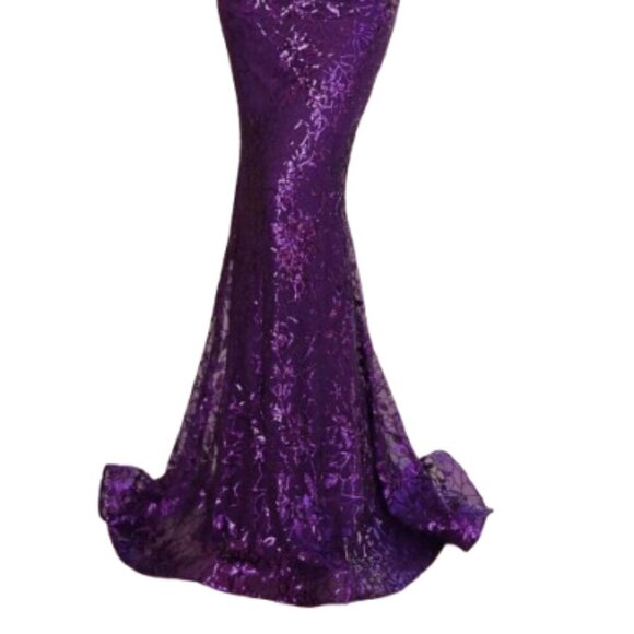 NWT Clarisse 811236 Sequin Evening Dress Purple Size 0 - Picture 2 of 5